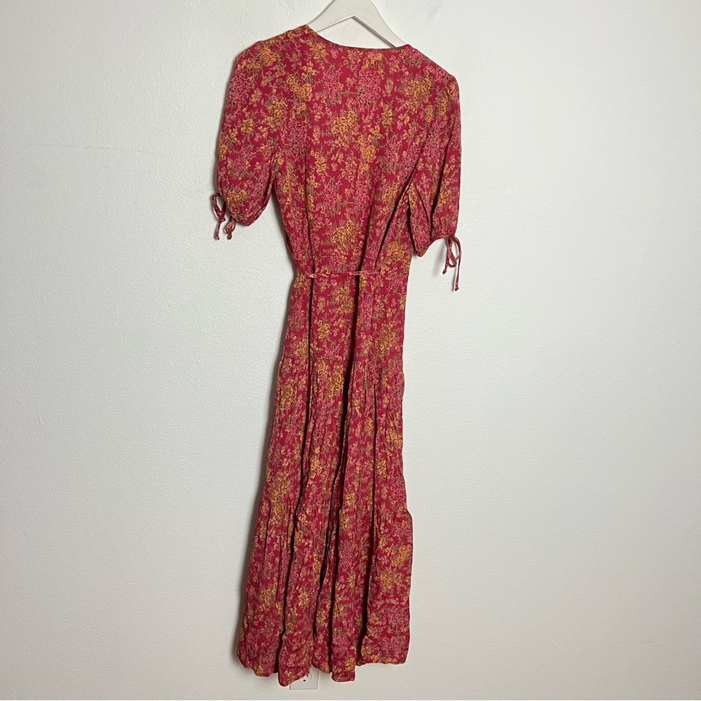 Christy Dawn Augusta Short Sleeve Midi Wrap Dress Thulian Floral Print Medium - Picture 5 of 9